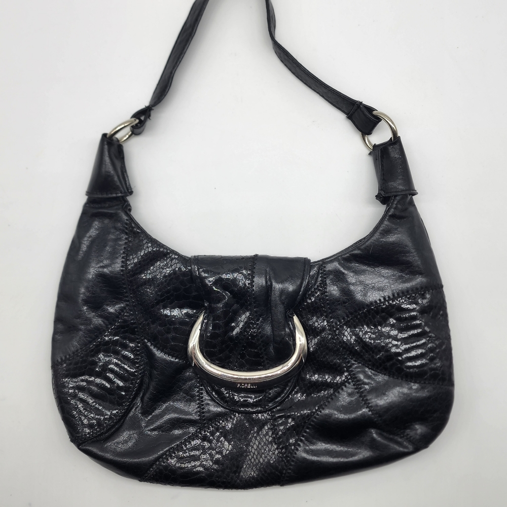 Vintage Fiorelli Black Y2K Patchwork Vinyl Shoulder Bag - Picture 4 of 16